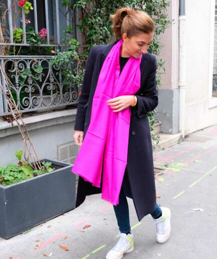 Foulard en cachemire rose fuchsia