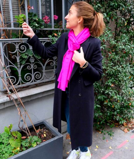 Foulard en cachemire rose fuchsia